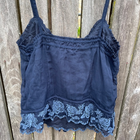 Abercrombie & Fitch Tank Top L Blue Ruffle Flirty - Picture 5 of 8